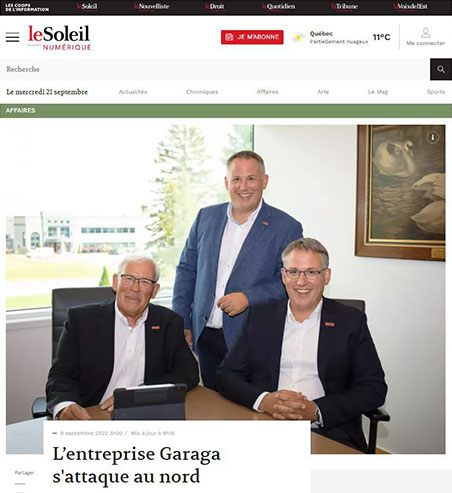 Garaga dans le journal Le Soleil