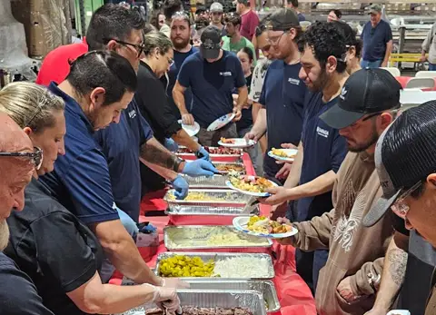 Garaga employees from Ponca facility in Oklahoma having a big lunch