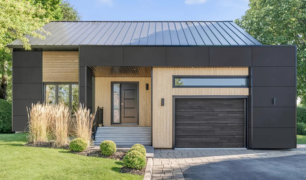 Plank, 10' x 7', Carbon Oak HD Wood Tone door. Novatech's Vog entry door.